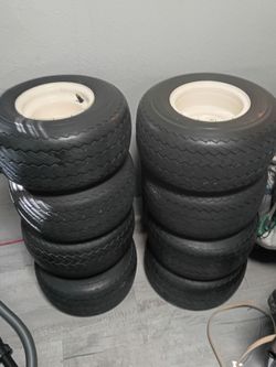 Set of 8 Small Tires with White Rims