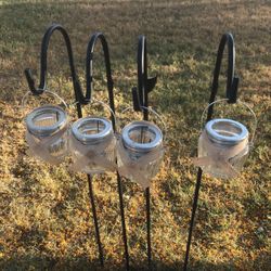 4 yard pathway stakes and glass candle holders