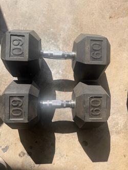 60 lb Rubber Hex Dumbbells Pair