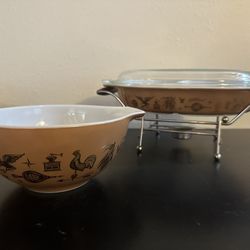 Vintage Americana Pyrex Bowl And Casserole Dish