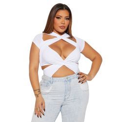 Fashion Nova Bodysuit - White Size 1X
