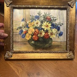 Vintage Gold Frame With Floral Print