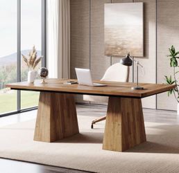 Tribesigns 63-Inch Modern Executive Desk – Light Brown – Open Box