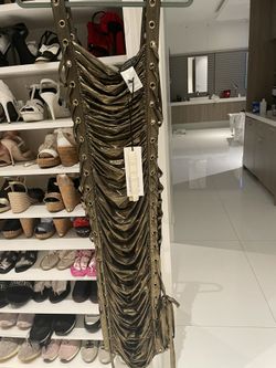 Bronx And Banco Mimi Midi Gold Dress With Tags 