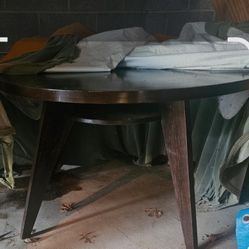 Circular Solid Wood Dark Brown Dining/Kitchen Table