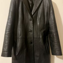 Vertigo Paris Women's Leather Jacket Black Mid Length Coat Ladies