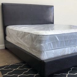 Queen Contemporary Bed Plus Queen Plush Mattress (Free Delivery )