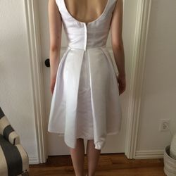 Graduation / Wedding White Pleated Dress With Roses