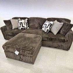 Midnight-Madness chocolate Onyx Sofa and Ottoman