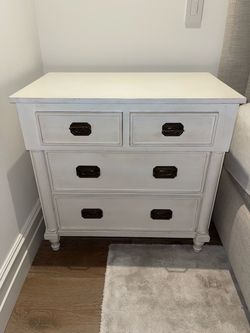 White Wood Dresser with Brass Hardware