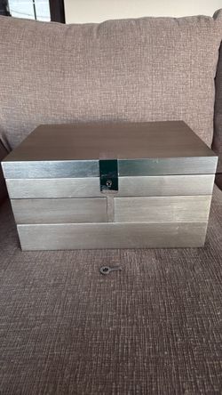Silver Jewelry Box with Lock and Key