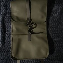 Rains Backpack Green Waterproof Laptop Bag Strap Minimalist Work Travel