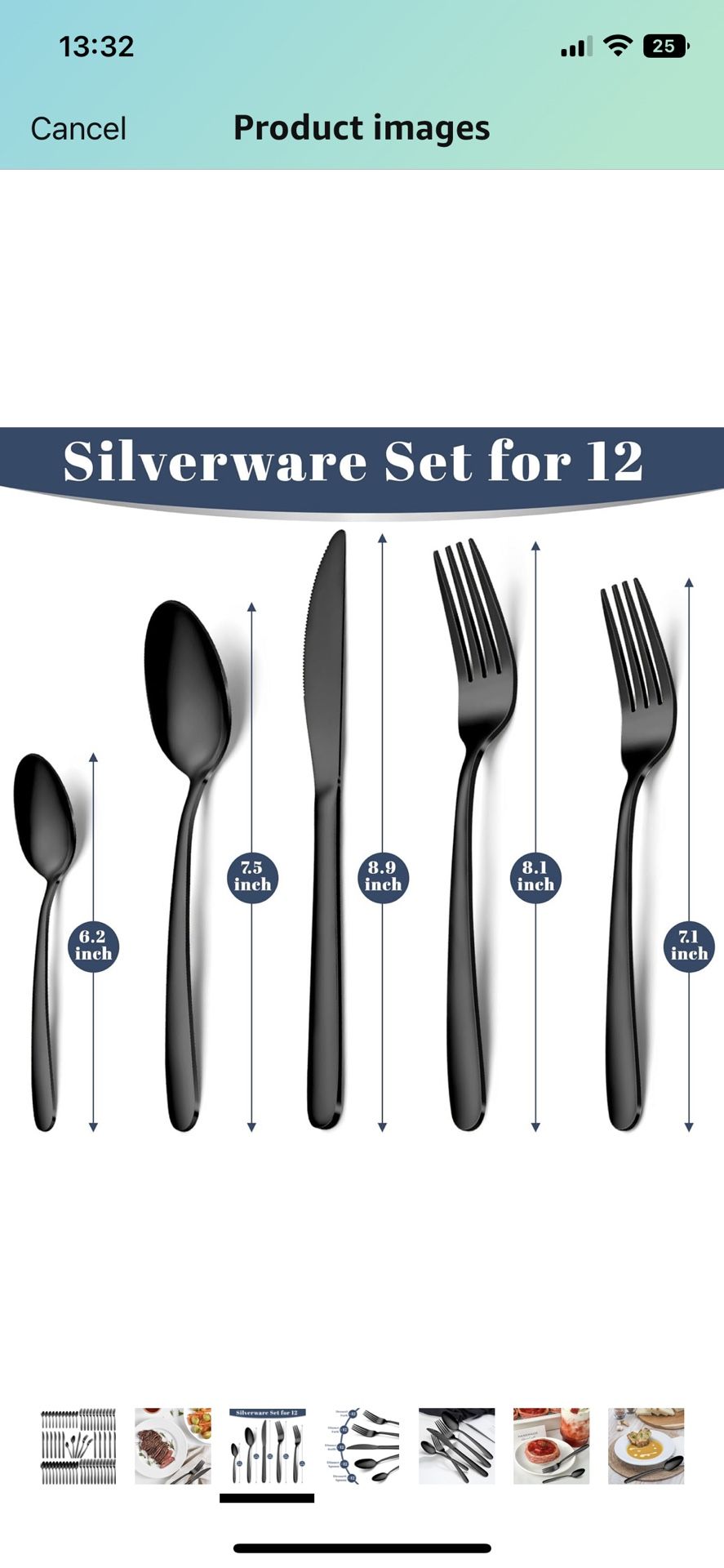60-Piece Black Silverware Set for 12, Stainless Steel Cutlery Flatware Set, Includes Forks Spoons and Knives,$35