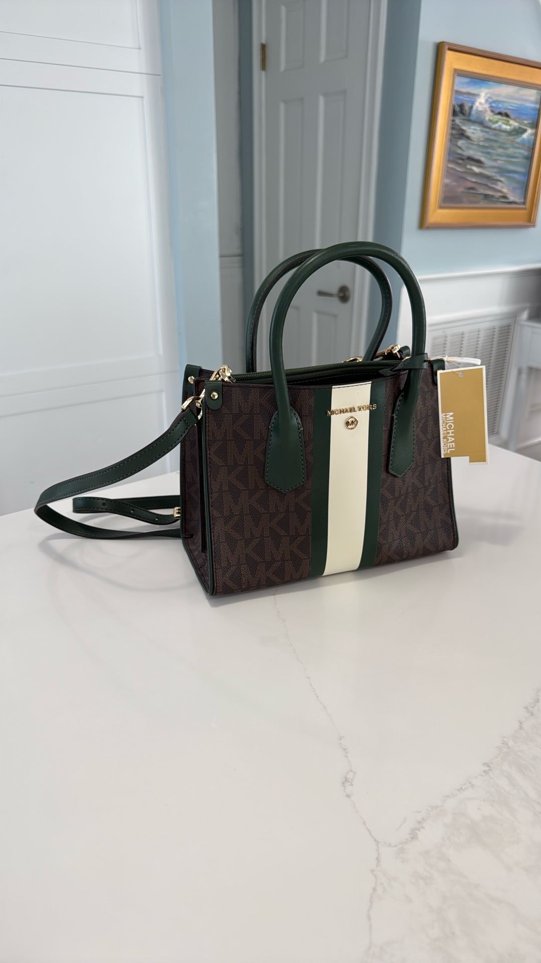 Michael Kors Center Stripe Miss Multi Maple SM Satchel