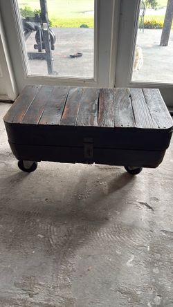 Industrial style small, rolling coffee table