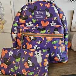 Loungefly Halloween Mickey Backpack and Wallet