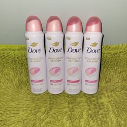 4 Dove  Deodorants Advanced Care Dry Spray 3.8oz Rose Petals