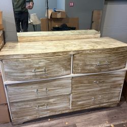 Dresser With Attached Mirror 