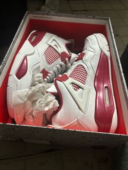 Air Jordan 4 White and Red Sneakers