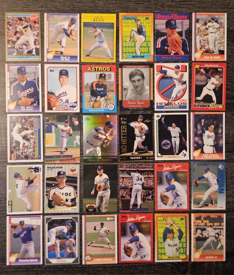 (30) All Different Nolan Ryan Baseball Card Lot Texas Rangers Houston Astros - Multiple Available