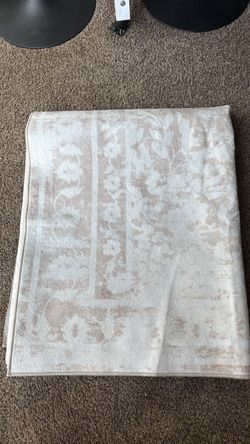 NEW! 8x10 Floral beige/tan washable soft rug