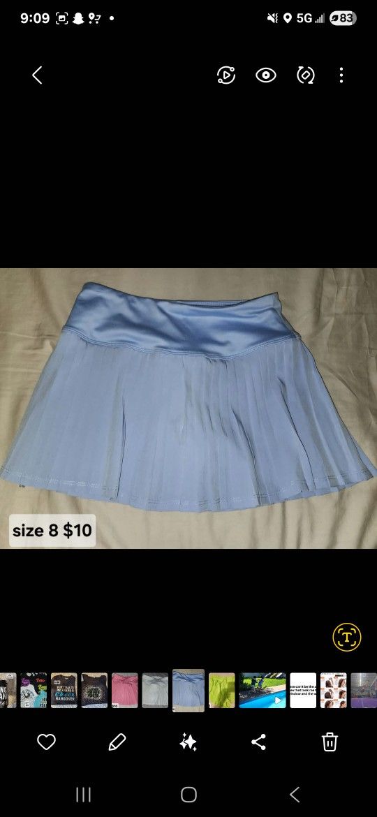 Girls Blue Athletic Skirt With Built In Shorts Sizs 8