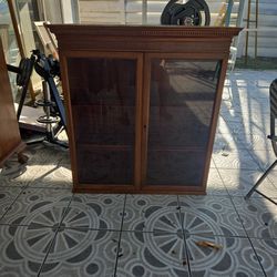 Vintage Exotic Wood Two Shelf Cabinet