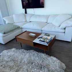 Retro Wooden and Marble Coffee Table
