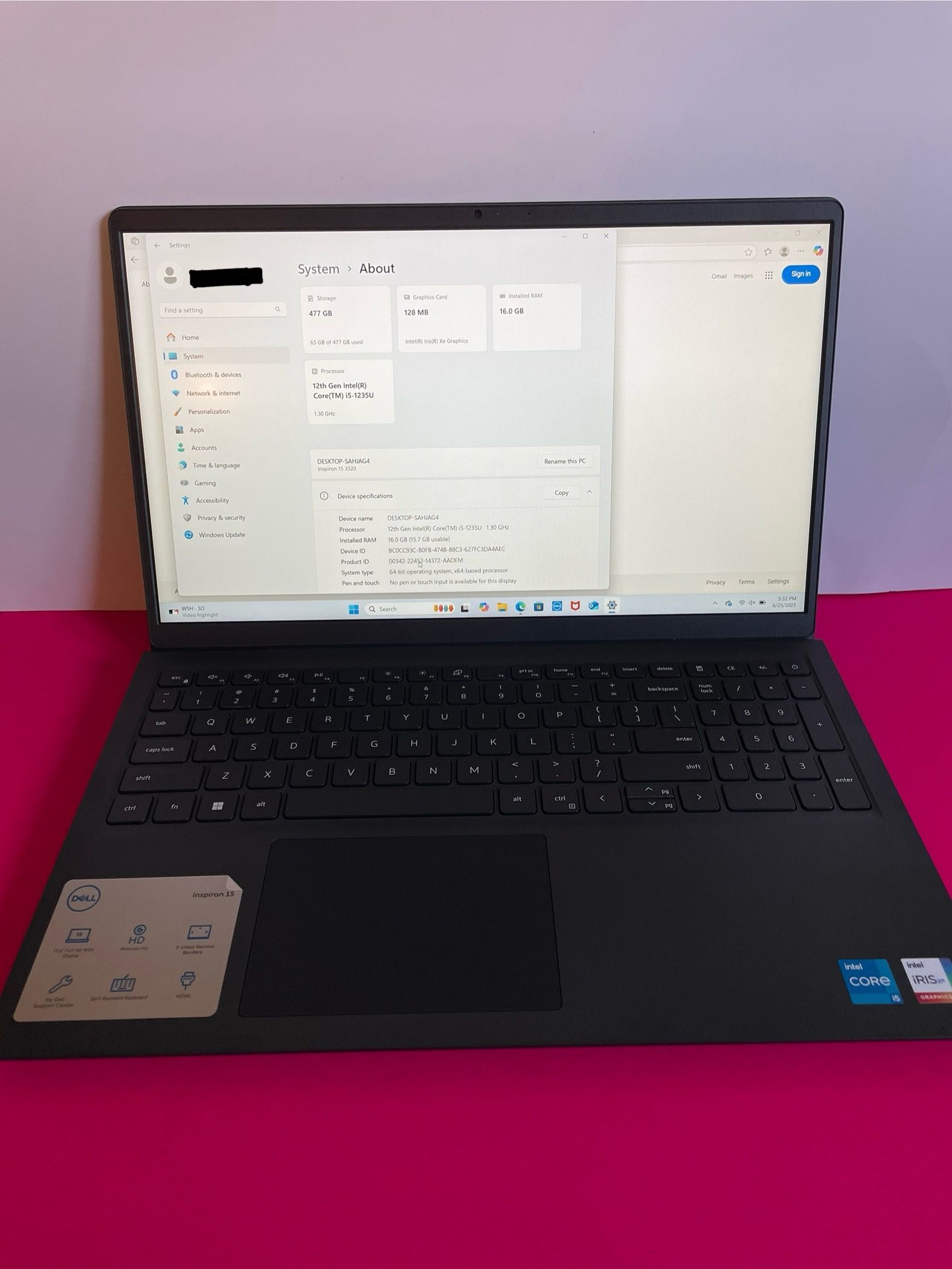 Dell Inspiron 15” (2024 model) FH Display Intel i7 12th Generation 16gb Ram, 512GB SSD Great Laptop