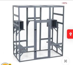 71 inch tall x 62 inch wide  wooden cat enclosure