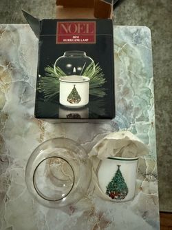 Vintage Christmas Noel Mini Hurricane Lamps - Matching Pair (NIB)