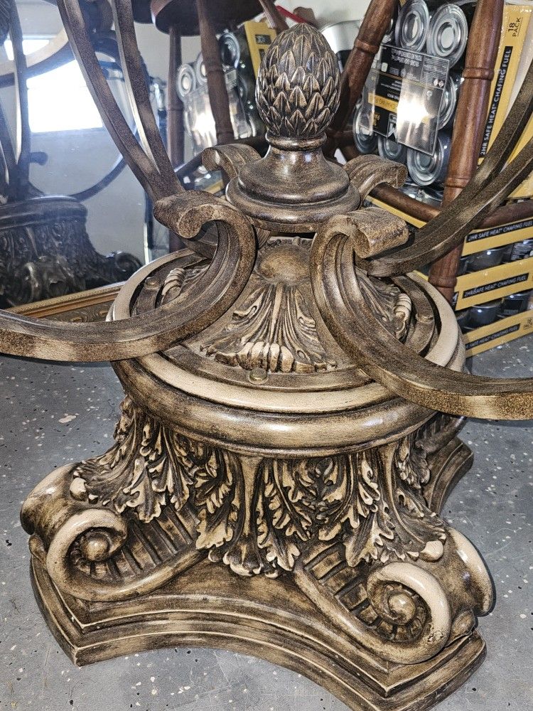 Gothic Antique Marble Glass Top Table