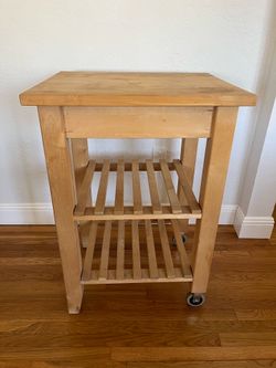 Solid Wood Rolling Kitchen Cart / Island with Shelves
