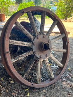 Antique Wooden Wagon Wheel – 24” Rustic Farmhouse Décor – $75