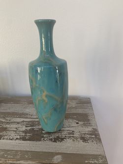 Modern Turquoise and Gold Vase