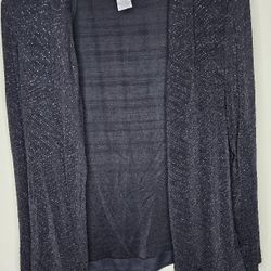 Alex Evenings Women's Vintage Black Shimmery Cardigan Sweater 