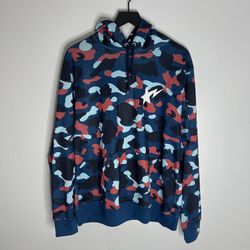 A Bathing Ape BAPE STA Logo Mesh Pullover Hoodie Mens XL Blue Multicolor Camo