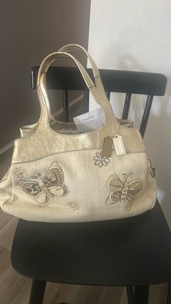 Coach Gold Tote Bag with Butterfly Appliqués
