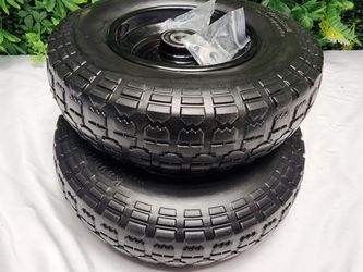 Set of Heavy Duty Pneumatic Replacement Wheel Tire with Steel Rim & 6204-2RS Bearings – New for Hand Truck, Utility Cart, Dolly, Wagon