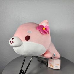 13" Fukuya Pink Sleeping Shiba Dog With Flower Plush