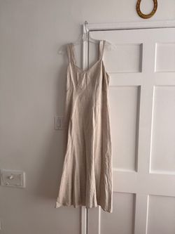 Loft- Beige Linen Midi Slip Dress