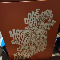Orange canvas with white words