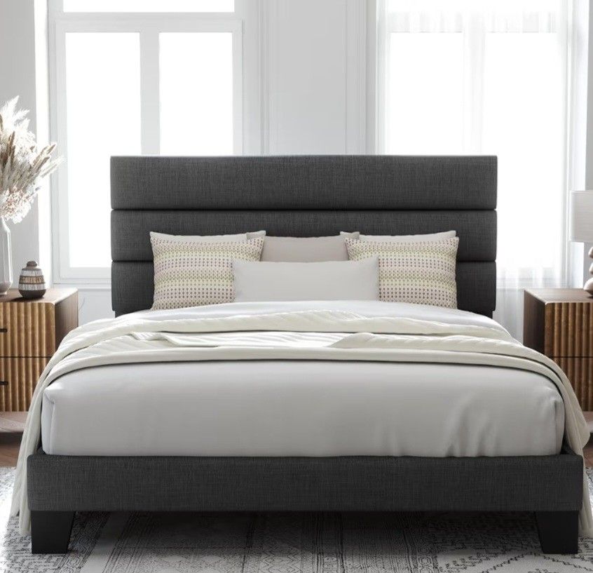 BRAND NEW
Allewie Full Size Platform Bed Frame with Fabric Fully Upholsteredand Wooden Slats Support, Dark Grey