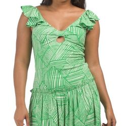 BAND OF GYPSIES Ruffle Shoulder Twist Front Crop Top