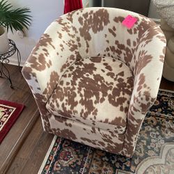 2 Matching Cow Hide  Swivel Chairs