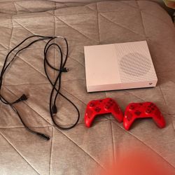  Xbox one S diskless two sports red controllers with HDMI and cord for Xbox