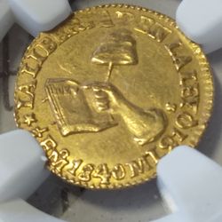 1840MO ML UNC DETAILS MEXICO 1/2 ESCUDO REPUNCHED DATE 