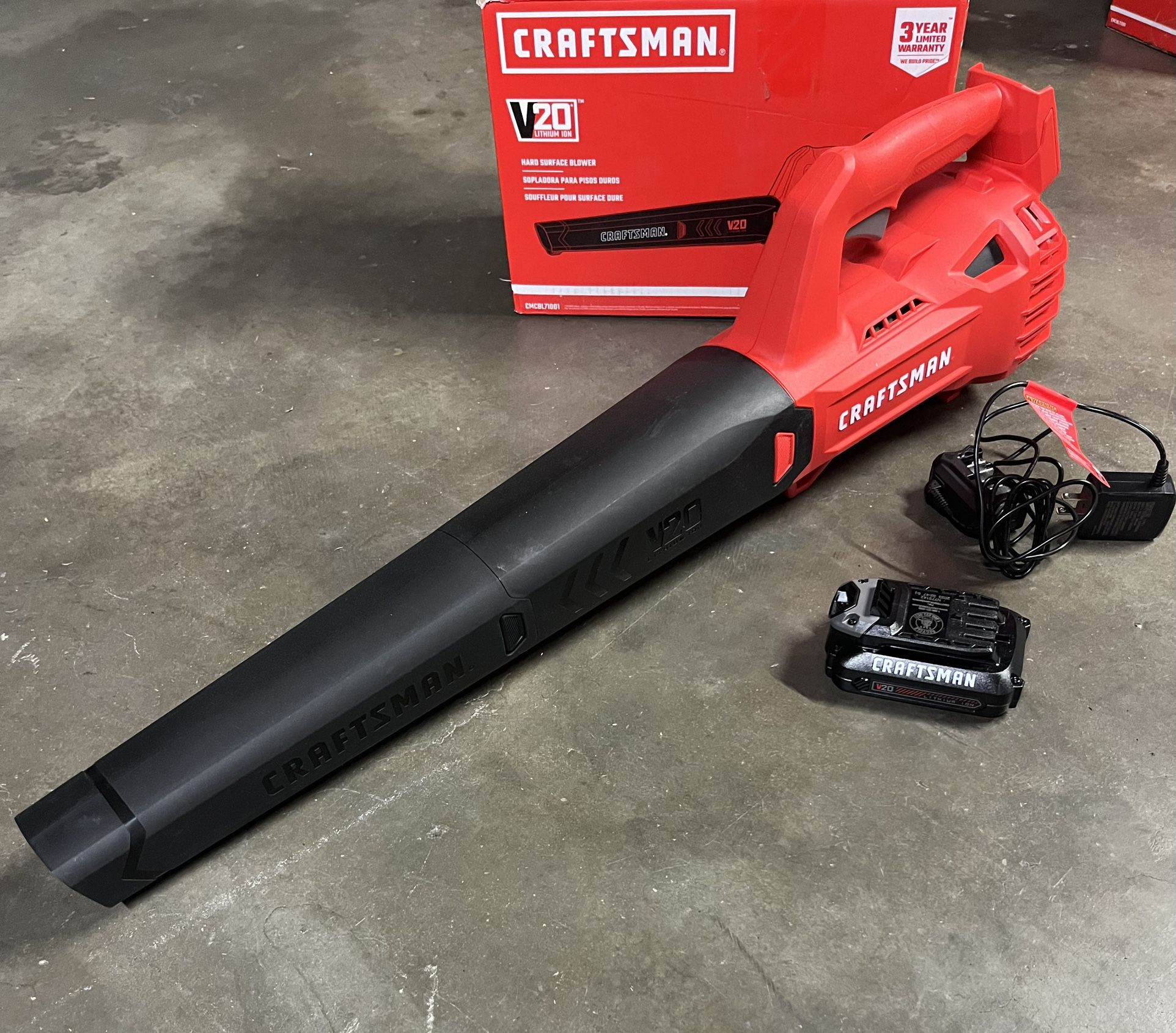 New! CRAFTSMAN 20V MAX Cordless Leaf Blower Kit with Battery & Charger Included (CMCBL710) Red
