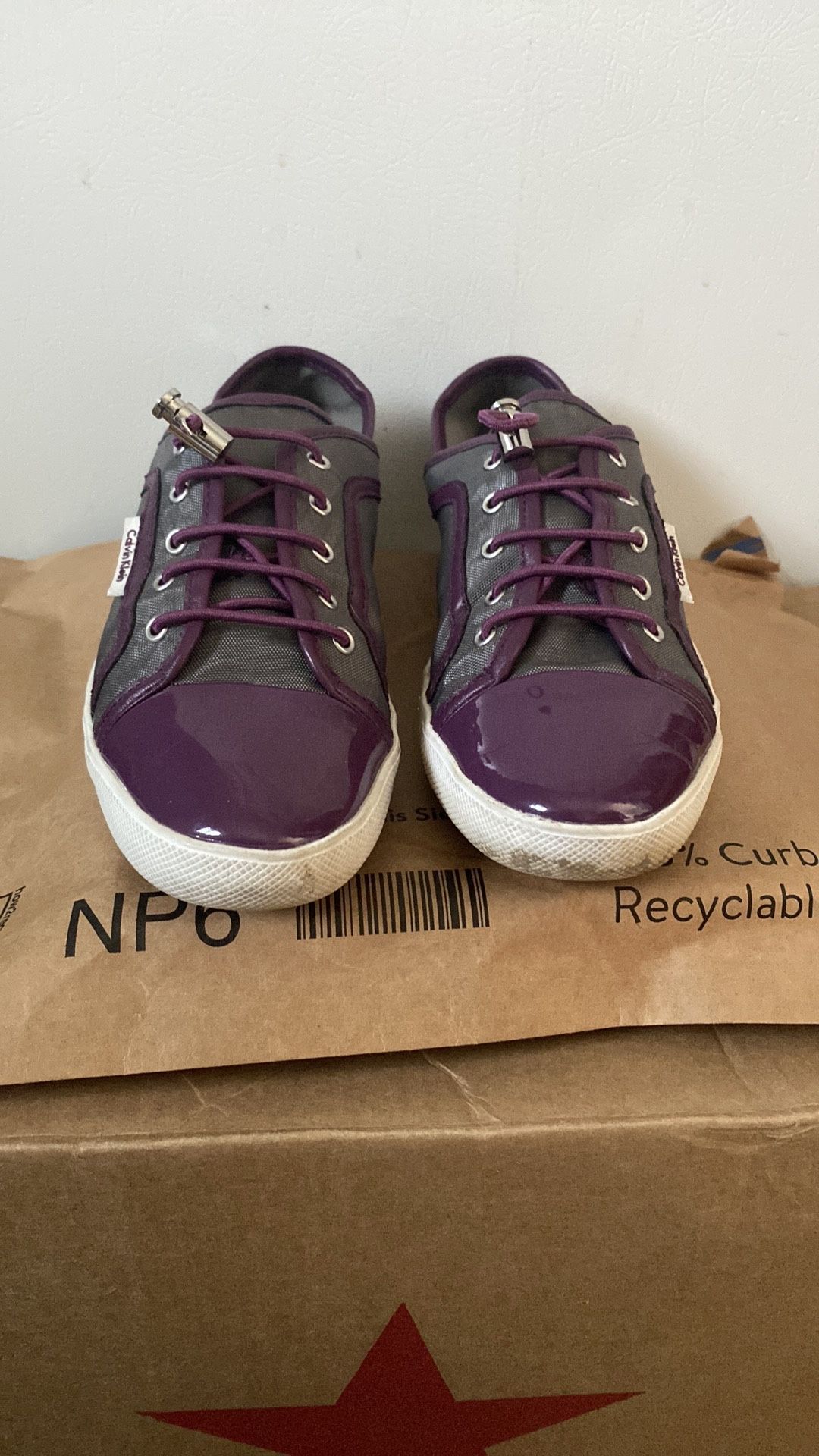Calvin Klein Nia Sport Nylon Purple and Gray Gloss Sneakers size 7M women’s