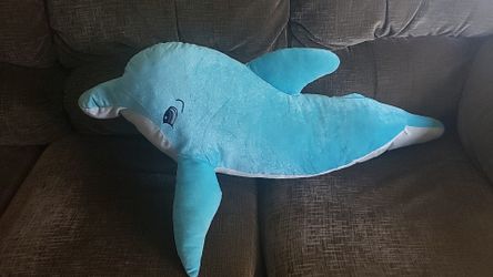 Light blue Plush Dolphine toy,pillow,decoration.PET FREE SMOKE FREE HOUSEHOLD.